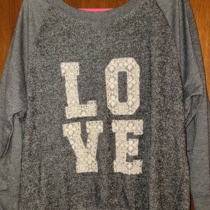 3x Love Sweatshirt Miss Chievous Gray Embroidered 22 24 Cream Silver Studs Cute!